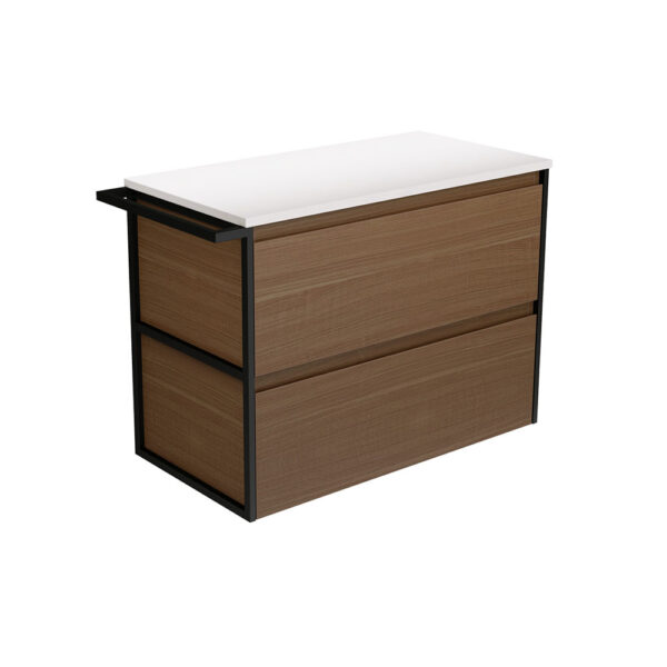 Amato Walnut 900 Wall-Hung Cabinet, 1 Frame & 1 Towel Rail