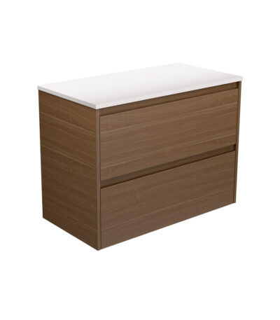 Amato Walnut 900 Wall Hung Cabinet, Walnut Panels