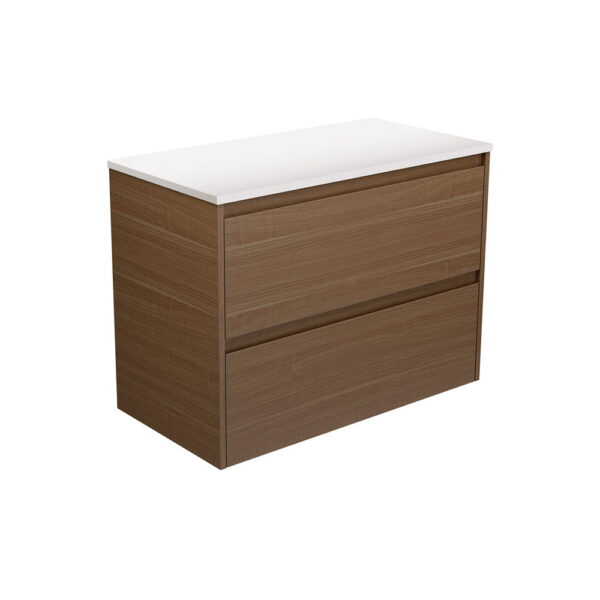 Amato Walnut 900 Wall Hung Cabinet, Walnut Panels