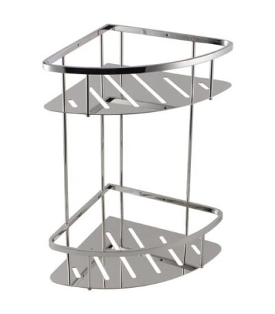 AQUAERLA 6117.TR STAINLESS STEEL 2 TIER SHOWER SHELF CHROME AND BLACK - Urban Designs Bathroom and Kitchen