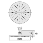 AQUAPERLA 0010.SH ROUND RAINFALL SHOWER HEAD 250MM COLOURED - Urban Designs Bathroom and Kitchen