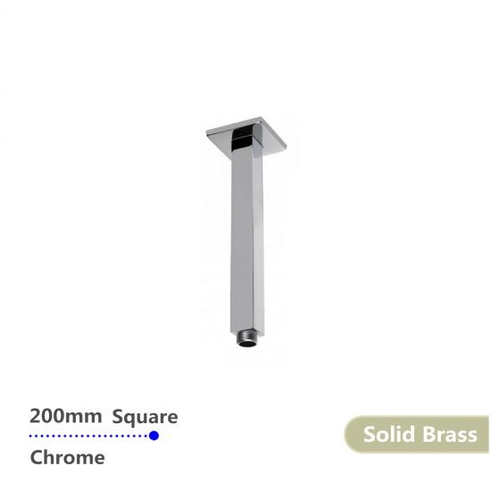 AQUAPERLA 0103.SA SQUARE CEILING SHOWER ARM 200MM CHROME AND COLOURED - Urban Designs Bathroom and Kitchen