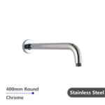 AQUAPERLA 0108.SA ROUND STAINLESS STEEL WALL MOUNTED SHOWER ARM 400MM CHROME AND COLOURED - Urban Designs Bathroom and Kitchen
