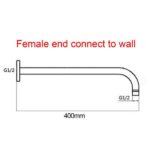 AQUAPERLA 0108.SA ROUND STAINLESS STEEL WALL MOUNTED SHOWER ARM 400MM CHROME AND COLOURED - Urban Designs Bathroom and Kitchen