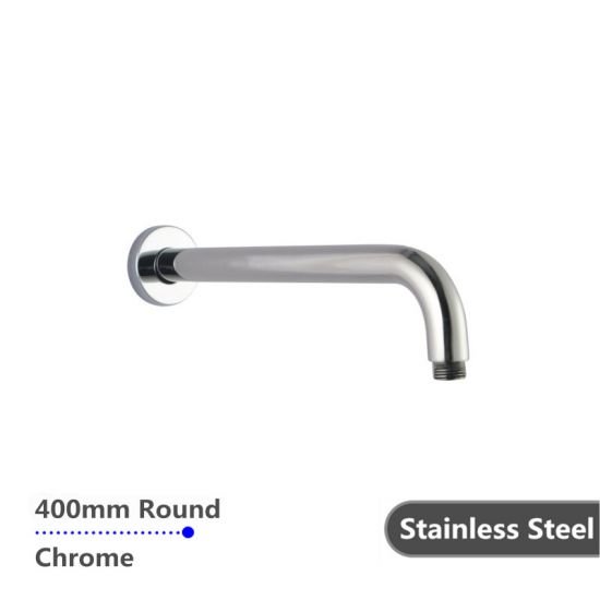 AQUAPERLA 0108.SA ROUND STAINLESS STEEL WALL MOUNTED SHOWER ARM 400MM CHROME AND COLOURED - Urban Designs Bathroom and Kitchen