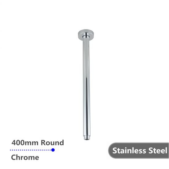 AQUAPERLA 0120.SA ROUND CEILING SHOWER ARM 400MM CHROME AND COLOURED - Urban Designs Bathroom and Kitchen