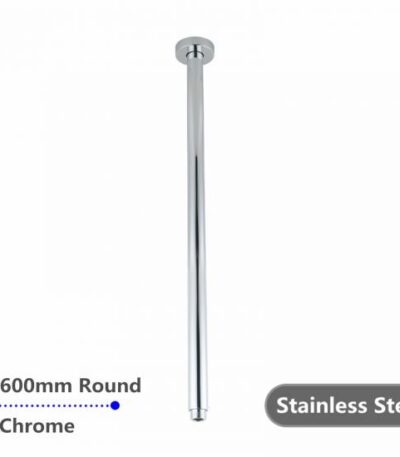 AQUAPERLA 0121.SA ROUND STAINLESS STEEL CEILING SHOWER ARM 600MM CHROME AND BLACK - Urban Designs Bathroom and Kitchen