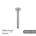 AQUAPERLA 0125.SA ROUND CEILING SHOWER ARM 300MM CHROME AND BLACK - Urban Designs Bathroom and Kitchen