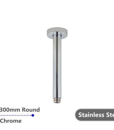 AQUAPERLA 0125.SA ROUND CEILING SHOWER ARM 300MM CHROME AND BLACK - Urban Designs Bathroom and Kitchen