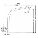 AQUAPERLA 0127.SA ROUND STAINLESS STEEL WALL MOUNTED GOOSENECK SHOWER ARM COLOURED - Urban Designs Bathroom and Kitchen