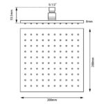 AQUAPERLA 0134.SH SQUARE RAINFALL BRASS SHOWER HEAD 200MM CHROME AND BLACK - Urban Designs Bathroom and Kitchen