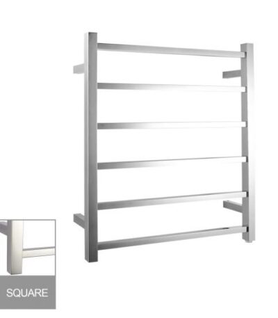 AQUAPERLA 06.S.HTR SQUARE ELECTRIC HEATED TOWEL RACK 6 BARS CHROME AND COLOURED - Urban Designs Bathroom and Kitchen