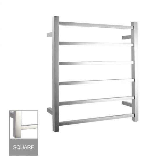 AQUAPERLA 06.S.HTR SQUARE ELECTRIC HEATED TOWEL RACK 6 BARS CHROME AND COLOURED - Urban Designs Bathroom and Kitchen