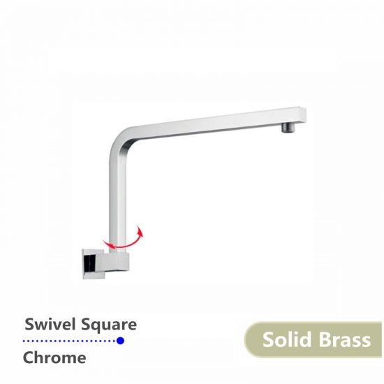 AQUAPERLA 1000.SA SQUARE SWIVEL SHOWER ARM CHROME AND BRUSHED NICKEL - Urban Designs Bathroom and Kitchen