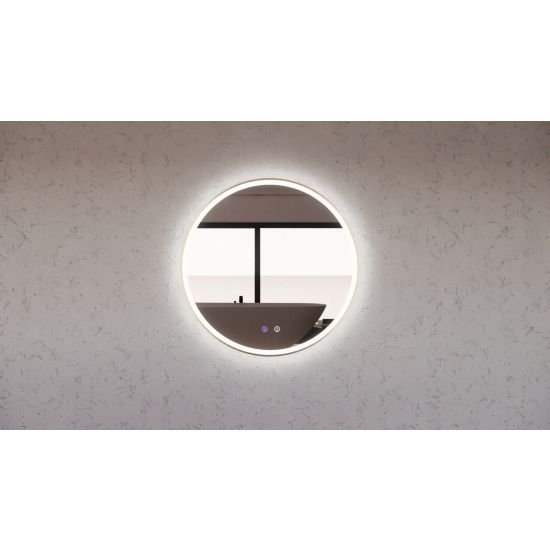 AQUAPERLA ABS-MLED-R3-8080GF ROUND FRAMED R3 LED MIRROR 800MM BRUSHED GOLD - Urban Designs Bathroom and Kitchen
