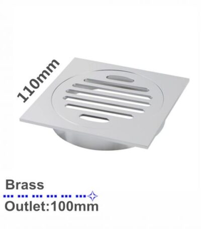 AQUAPERLA CH004.FD 110x110MM SQUARE BRASS FLOOR WASTE SHOWER GRATE DRAIN OUTLET 100MM CHROME - Urban Designs Bathroom and Kitchen