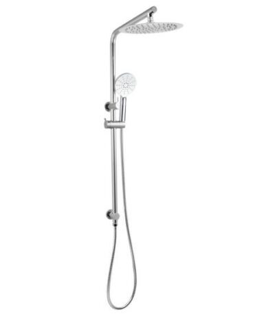 AQUAPERLA CH2128-A.SH.N+CH0007.SH+CH-R11.HHS ROUND RIGHT ANGLE 10" SHOWER STATION TOP WATER INLET CHROME - Urban Designs Bathroom and Kitchen