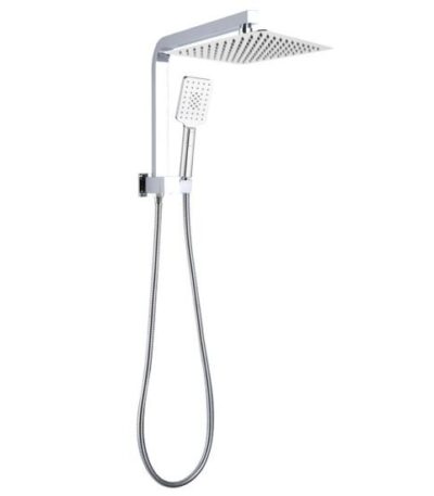 AQUAPERLA CH2140.SH.N+CH0002.SH+CH-S8.HHS SQUARE 10" SHOWER STATION TOP WATER INLET CHROME - Urban Designs Bathroom and Kitchen