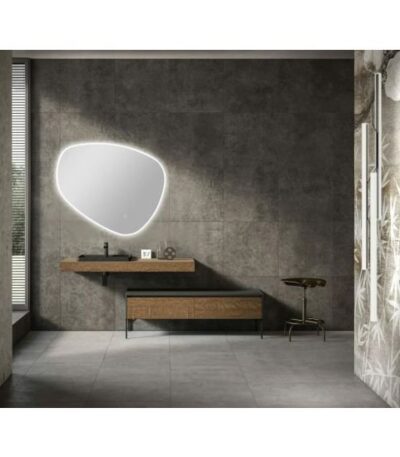 AQUAPERLA LM-ASY-2 ASYMMETRICAL 3 COLOR LIGHTING LED MIRROR 1000X844MM WITH TOUCH SENSOR SWITCH - Urban Designs Bathroom and Kitchen
