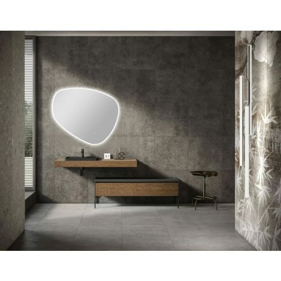 AQUAPERLA LM-ASY-2 ASYMMETRICAL 3 COLOR LIGHTING LED MIRROR 1000X844MM WITH TOUCH SENSOR SWITCH - Urban Designs Bathroom and Kitchen