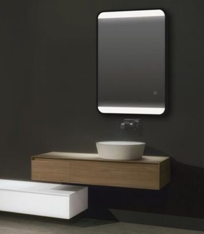 AQUAPERLA LM-BK-2SL 500x700MM RECTANGLE ALUMINUM FRAMED FRONT LIGHT LED MIRROR 3 COLOR LIGHTING TOUCH SENSOR SWITCH WALL MOUNTED VERTICAL OR HORIZONTAL BLACK - Urban Designs...