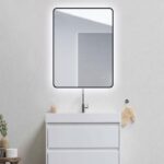 AQUAPERLA LM-BK-LDE81 810x610MM RECTANGLE ALUMINUM FRAMED CURVED RIM LED MIRROR 3 COLOR LIGHTING TOUCH SENSOR SWITCH WALL MOUNTED VERTICAL OR HORIZONTAL BLACK - Urban Designs...