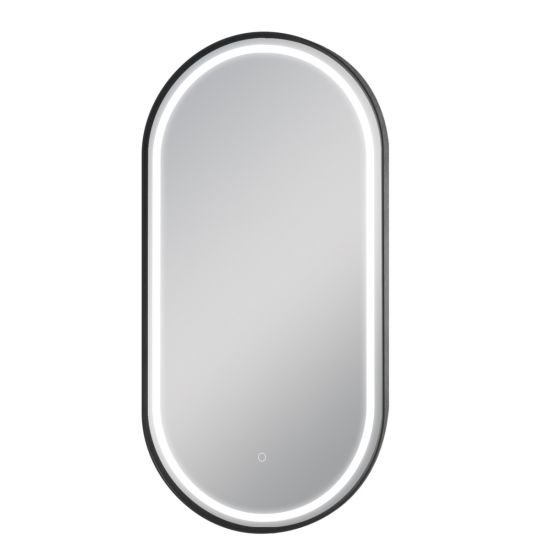 AQUAPERLA LM-KORA2-MB OVAL FRAMED LED MIRROR 500X1000MM MATTE BLACK - Urban Designs Bathroom and Kitchen