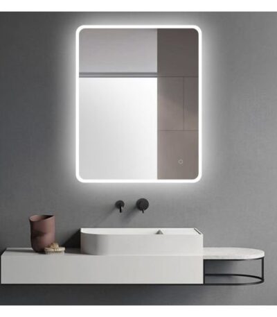 AQUAPERLA LM-LDE-A6075 CURVED RIM RECTANGLE LED MIRROR 600x750MM 3 COLOR LIGHTING TOUCH SENSOR SWITCH ACRYLIC SIDE LIGHT WALL MOUNTED VERTICAL OR HORIZONTAL - Urban Designs...