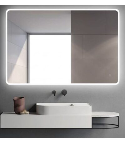 AQUAPERLA LM-LDE-A9075 CURVED RIM RECTANGLE LED MIRROR 900x750MM 3 COLOR LIGHTING TOUCH SENSOR SWITCH ACRYLIC SIDE LIGHT WALL MOUNTED VERTICAL OR HORIZONTAL - Urban Designs...