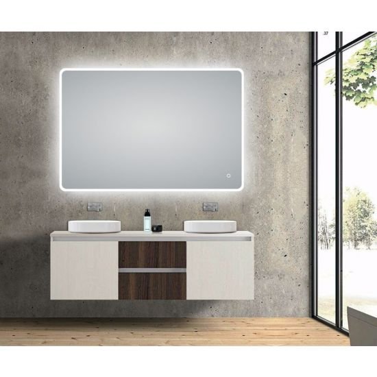 AQUAPERLA LM-LDE1280 CURVED RIM RECTANGLE BACKLIT LED MIRROR 1200x800MM - Urban Designs Bathroom and Kitchen