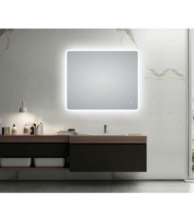 AQUAPERLA LM-LDE9075 CURVED RIM RECTANGLE LED MIRROR 900x750MM 3 COLOR LIGHTING TOUCH SENSOR SWITCH DEFOGGER PAD WALL MOUNTED VERTICAL OR HORIZONTAL - Urban Designs Bathroom and...
