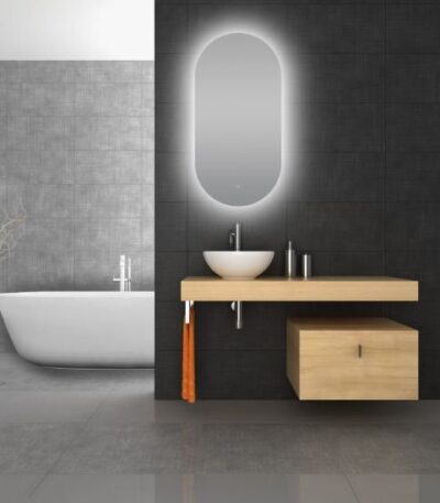 AQUAPERLA LM-LDO-1 OVAL BACKLIT LED MIRROR 500X1000MM - Urban Designs Bathroom and Kitchen