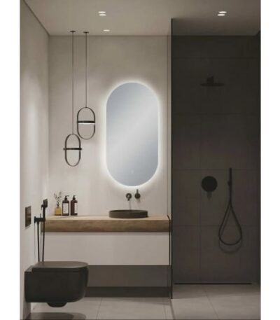 AQUAPERLA LM-LDO-BR OVAL 3 COLOR LIGHTING LED MIRROR 450X900MM WITH TOUCH SENSOR SWITCH - Urban Designs Bathroom and Kitchen