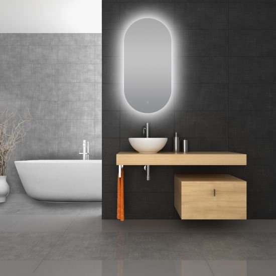 AQUAPERLA LM-LDO6090 OVAL ACRYLIC LED MIRROR 600x900MM 3 COLOR LIGHTING TOUCH SENSOR SWITCH DEFOGGER PAD WALL MOUNTED - Urban Designs Bathroom and Kitchen