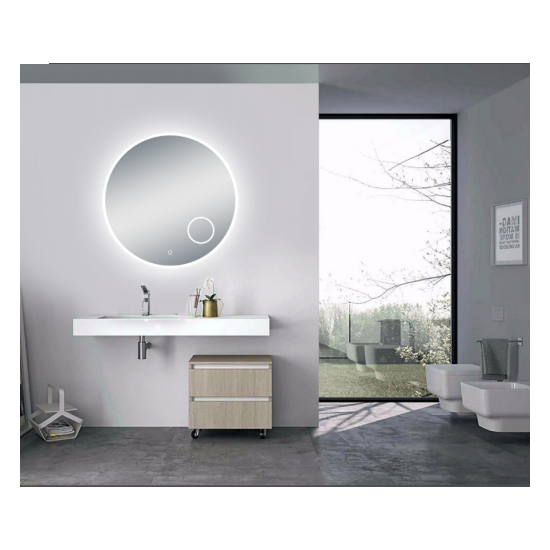AQUAPERLA LM-LDR9090 ROUND LED MIRROR 900MM 3 COLOR LIGHTING WITH MAGNIFYING MIRROR TOUCH SENSOR SWITCH DEFOGGER PAD WALL MOUNTED - Urban Designs Bathroom and Kitchen