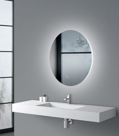 AQUAPERLA LM-LED-R1-6060 ROUND PLAIN LED MIRROR 600MM 3 COLOR LIGHTING TOUCH SENSOR SWITCH DEFOGGER PAD WALL MOUNTED ACRYLIC MIRROR BACK LIGHTING - Urban Designs Bathroom and...