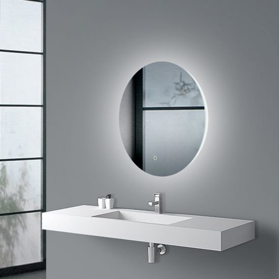 AQUAPERLA LM-LED-R1-6060 ROUND PLAIN LED MIRROR 600MM 3 COLOR LIGHTING TOUCH SENSOR SWITCH DEFOGGER PAD WALL MOUNTED ACRYLIC MIRROR BACK LIGHTING - Urban Designs Bathroom and...