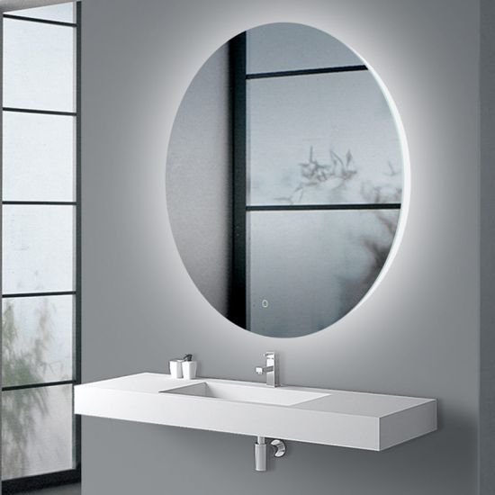 AQUAPERLA LM-LED-R1-9090 ROUND PLAIN LED MIRROR 900MM 3 COLOR LIGHTING TOUCH SENSOR SWITCH DEFOGGER PAD WALL MOUNTED ACRYLIC MIRROR BACK LIGHTING - Urban Designs Bathroom and...