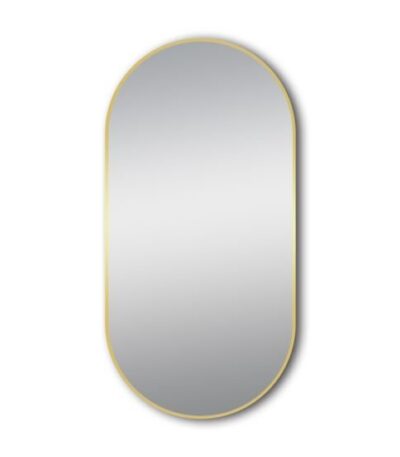 AQUAPERLA LM-M-050100 OVAL FRAMED MIRROR 500X1000MM MATTE BLACK AND BRUSHED GOLD - Urban Designs Bathroom and Kitchen