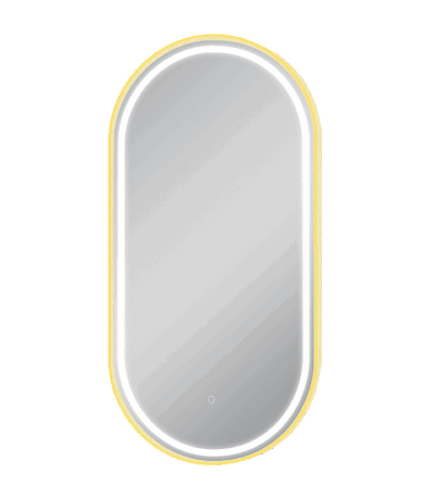 AQUAPERLA LM-MBG-LO50100 OVAL NON-LUMINOUS FRAMED MIRROR 500X1000MM BRUSHED GOLD - Urban Designs Bathroom and Kitchen