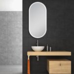 AQUAPERLA LM-MBK-LO50100 OVAL NON-LUMINOUS FRAMED MIRROR 500X1000MM MATTE BLACK - Urban Designs Bathroom and Kitchen