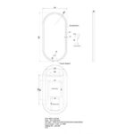 AQUAPERLA LM-MBK-LO50100 OVAL NON-LUMINOUS FRAMED MIRROR 500X1000MM MATTE BLACK - Urban Designs Bathroom and Kitchen