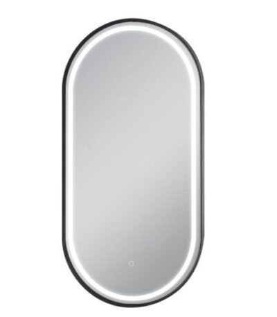 AQUAPERLA LM-MBK-LO50100 OVAL NON-LUMINOUS FRAMED MIRROR 500X1000MM MATTE BLACK - Urban Designs Bathroom and Kitchen
