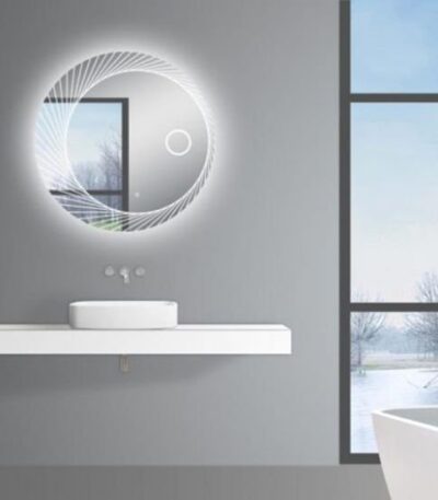 AQUAPERLA LM-OYST-08 ROUND LED MIRROR 800MM 3 COLOR LIGHTING WITH DEMO LIGHT FUNCTION TOUCH SENSOR SWITCH DEFOGGER PAD WALL MOUNTED - Urban Designs Bathroom and Kitchen