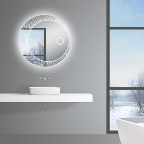 AQUAPERLA LM-OYST-08 ROUND LED MIRROR 800MM 3 COLOR LIGHTING WITH DEMO LIGHT FUNCTION TOUCH SENSOR SWITCH DEFOGGER PAD WALL MOUNTED - Urban Designs Bathroom and Kitchen