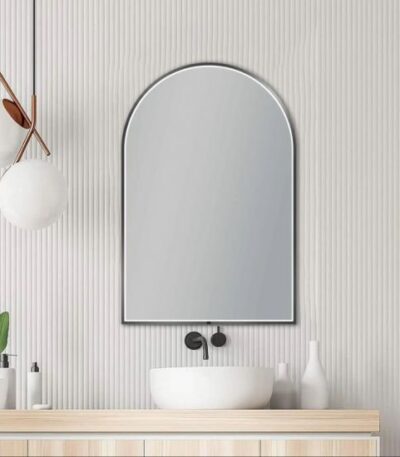 AQUAPERLA LM-UNI-GM ARCH 3 COLOR LIGHTING FRAMED LED MIRROR 600X900MM GUN METAL GREY - Urban Designs Bathroom and Kitchen