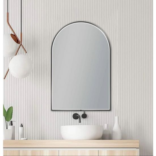 AQUAPERLA LM-UNI-GM ARCH 3 COLOR LIGHTING FRAMED LED MIRROR 600X900MM GUN METAL GREY - Urban Designs Bathroom and Kitchen