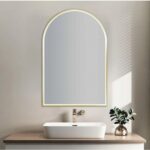 AQUAPERLA LM-UNI-MBG ARCH 3 COLOR LIGHTING FRAMED LED MIRROR 600X900MM BRUSHED GOLD - Urban Designs Bathroom and Kitchen