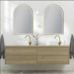AQUAPERLA LM-UNI-MBG ARCH 3 COLOR LIGHTING FRAMED LED MIRROR 600X900MM BRUSHED GOLD - Urban Designs Bathroom and Kitchen