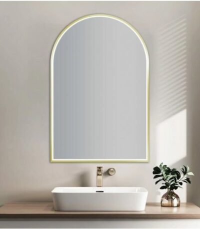 AQUAPERLA LM-UNI-MBG ARCH 3 COLOR LIGHTING FRAMED LED MIRROR 600X900MM BRUSHED GOLD - Urban Designs Bathroom and Kitchen